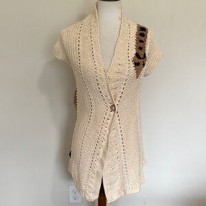 Anthropologie Rare Rosie Neira Giraffe Cable Knit Sweater One Size